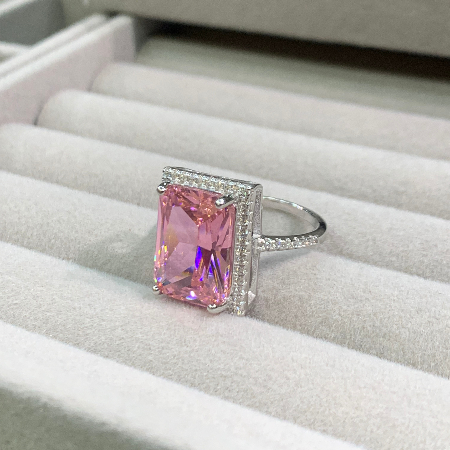 Pink Sapphire Diamond Ring