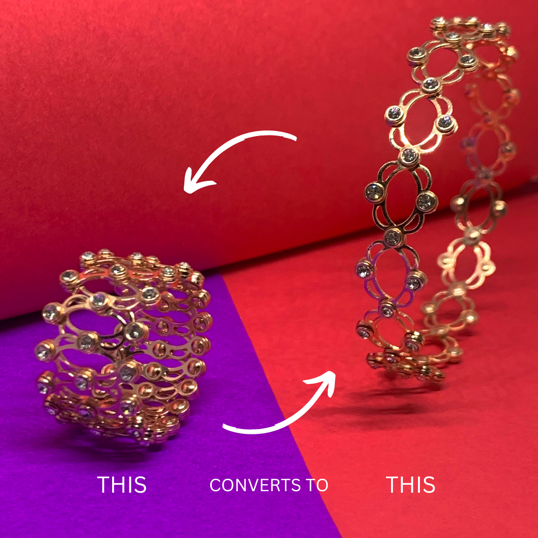925 Silver 2 In 1 Ring + Bracelet {Free Size - Convertible}
