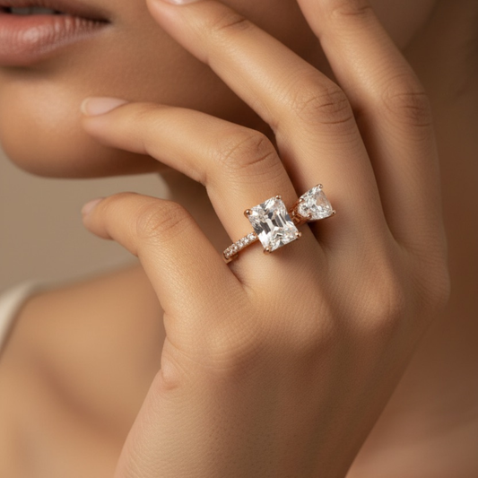 Rose Gold CZ Studded Ring