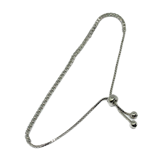 925 Sterling Silver White Cubic Zirconia Adjustable Bracelet