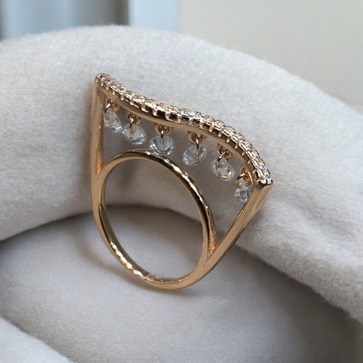 Hanging Diamonds Rose Gold Ring