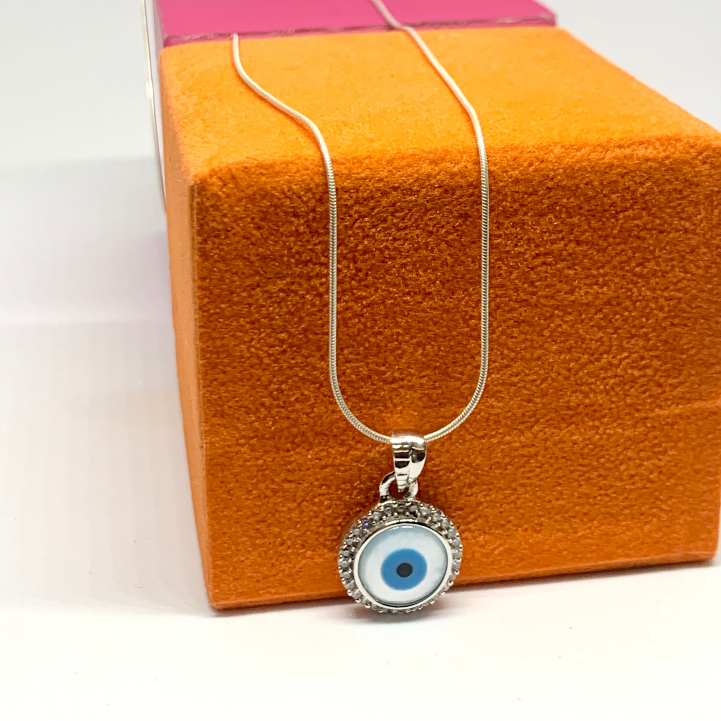925 Sterling Silver Evil Eye chain locket