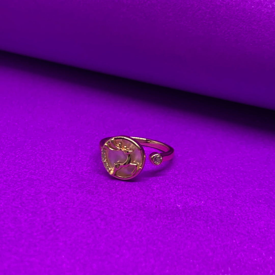 Rose Gold Deer Ring ( Free Size)