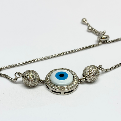 Turkish Evil Eye Mother Of Pearls Charm Bracelet