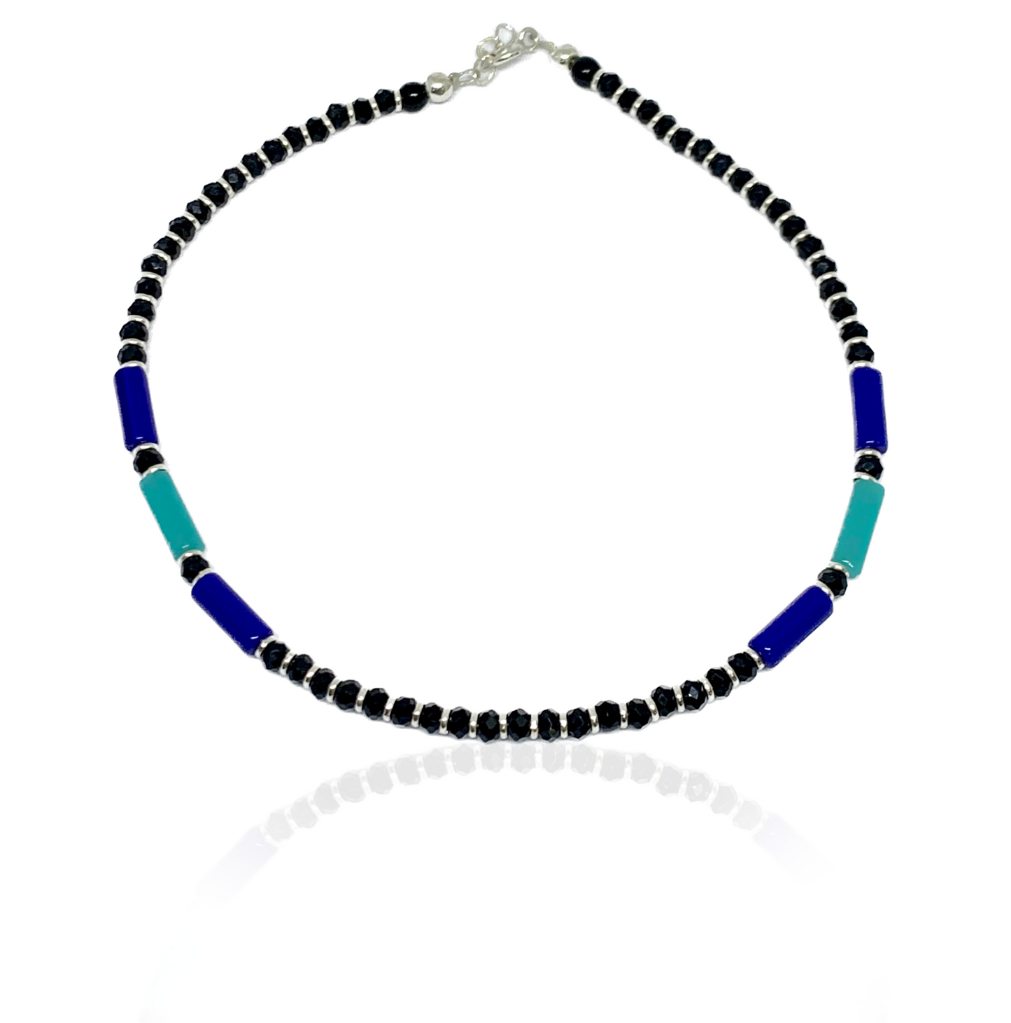 Naira Jewels Blue Purpel & Beads 925 Sterling silver Anklet