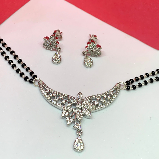 White Color Cubic Zirconia Diamond Mangalsutra {Free Topes}