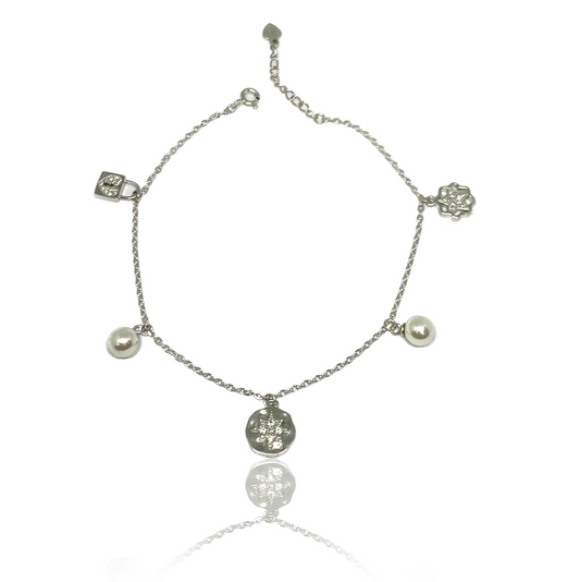 Sterling Silver Starlight With White Peral Bracelet
