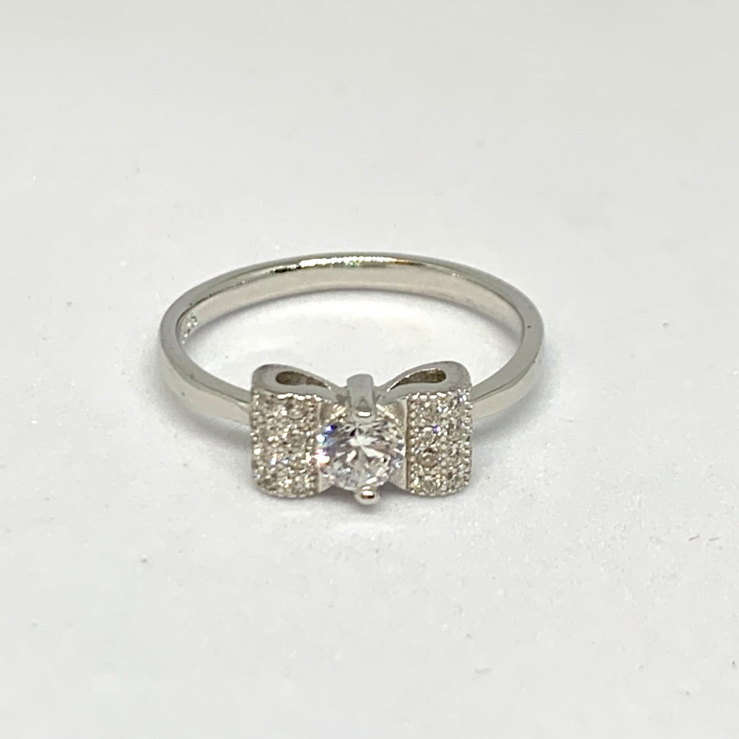 Cubic Zirconia Bow Decor Ring