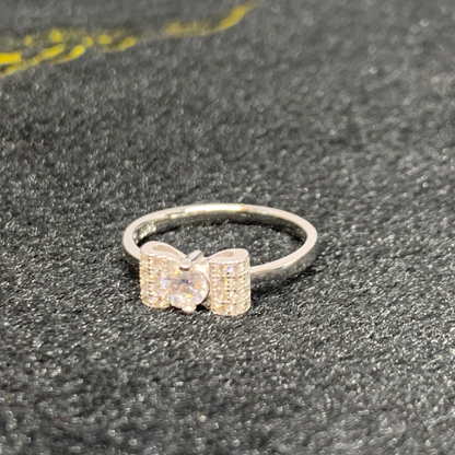 Cubic Zirconia Bow Decor Ring