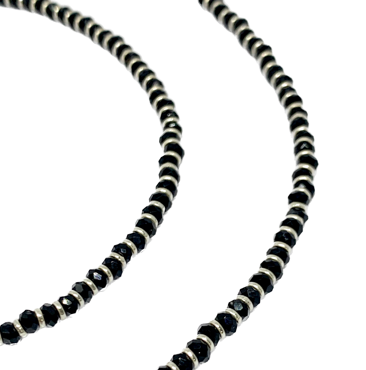 Silver Black Beaded Anklet Handmade With 925 Sterling silver