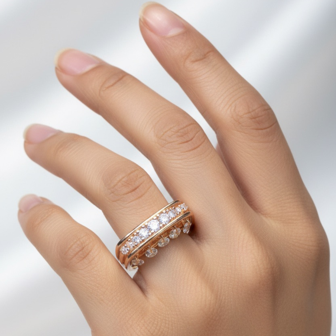 Hanging Diamonds Rose Gold Ring