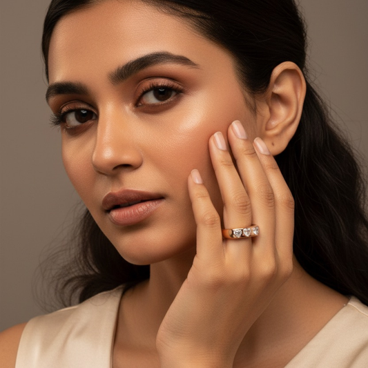 Rose Gold Triple Heart Cubic Zircon Ring