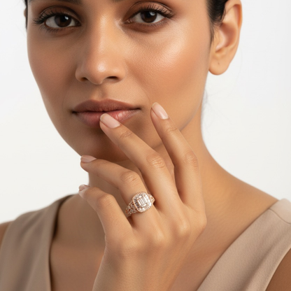 Sparkling American Diamond Rose Gold Ring