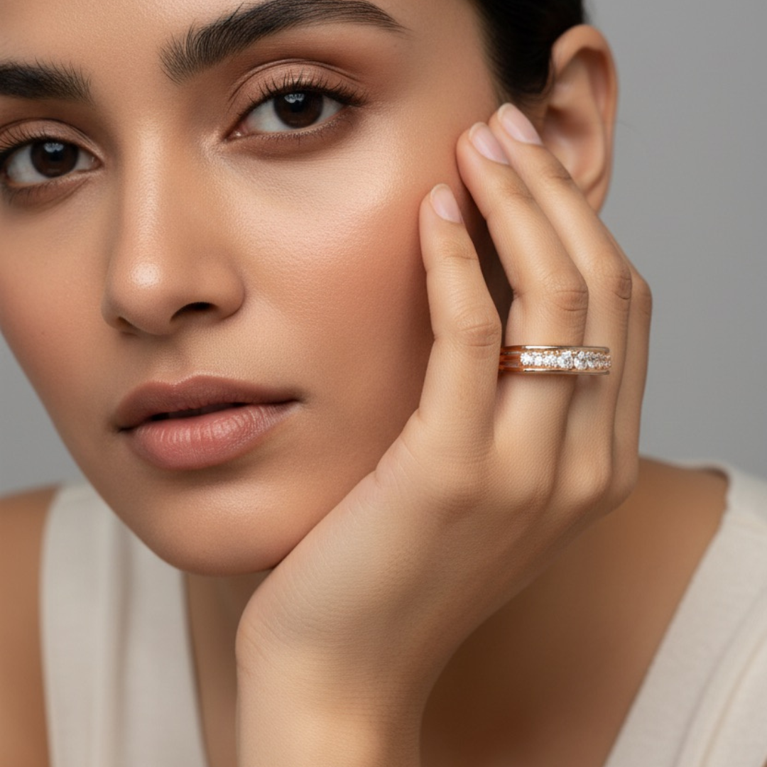 Hanging Diamonds Rose Gold Ring