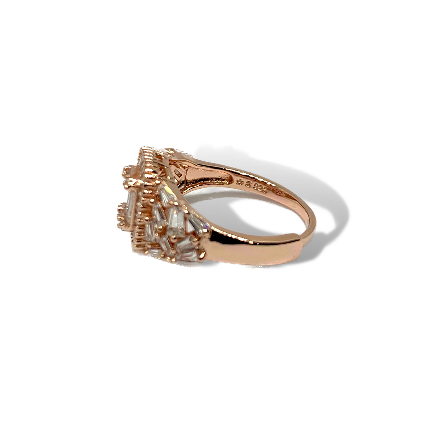 Sparkling American Diamond Rose Gold Ring {free size}