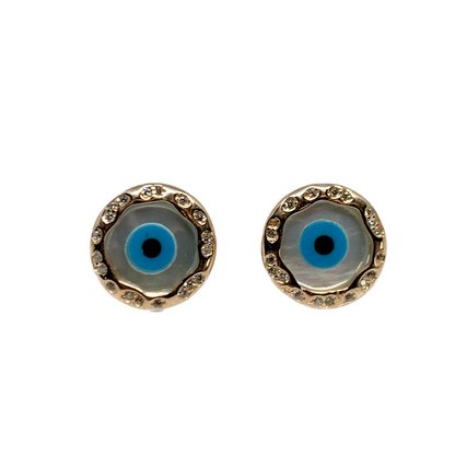 Luxury Rose Gold Evil Eye Round Crystal Style Stud Earrings