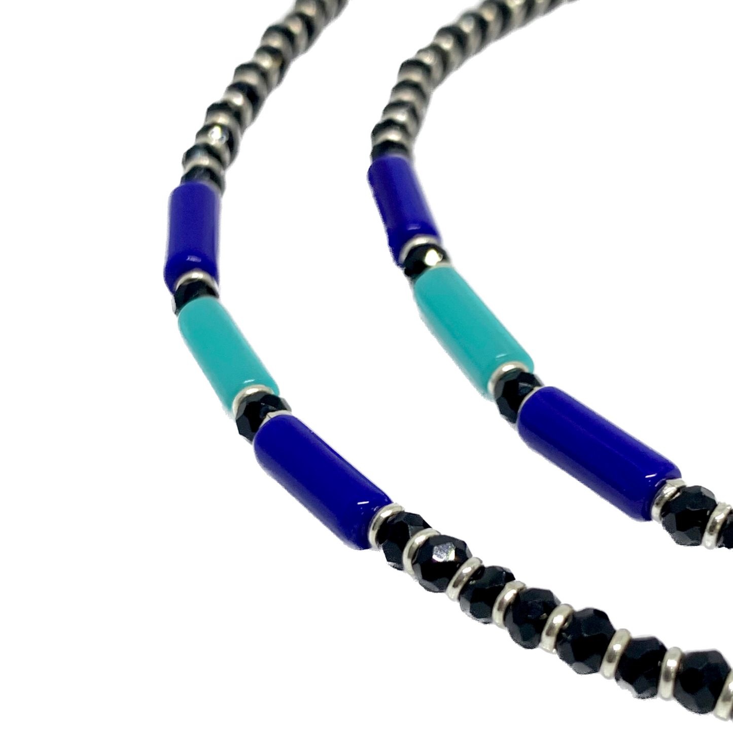 Naira Jewels Blue Purpel & Beads 925 Sterling silver Anklet