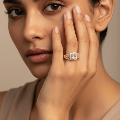 Sparkling American Diamond Rose Gold Ring