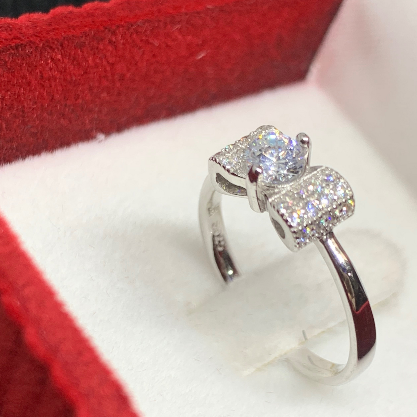 Cubic Zirconia Bow Decor Ring