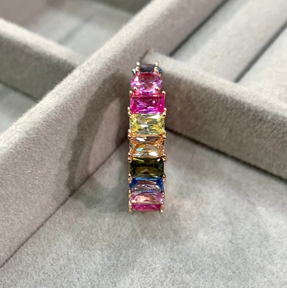 Rainbow Gemstone Sapphire Eternity Band