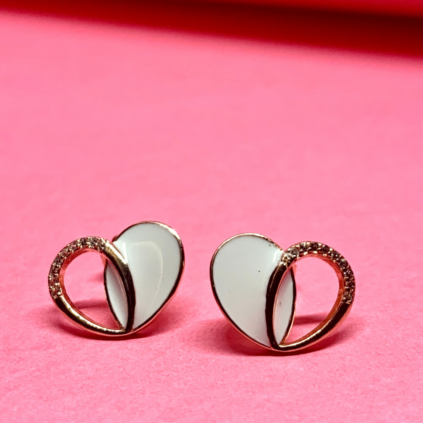 925 Simple Heart Earrings Rose Gold