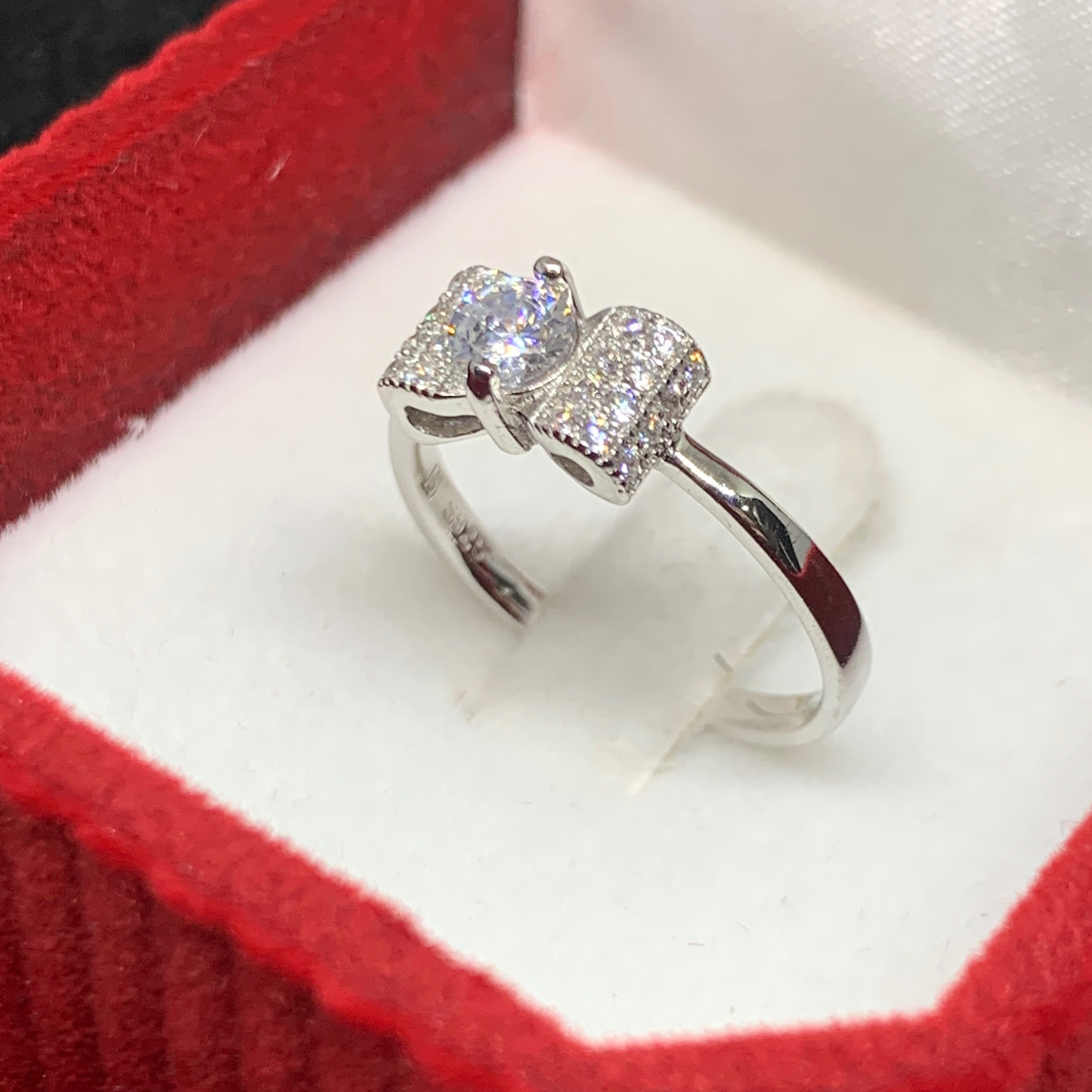 Cubic Zirconia Bow Decor Ring