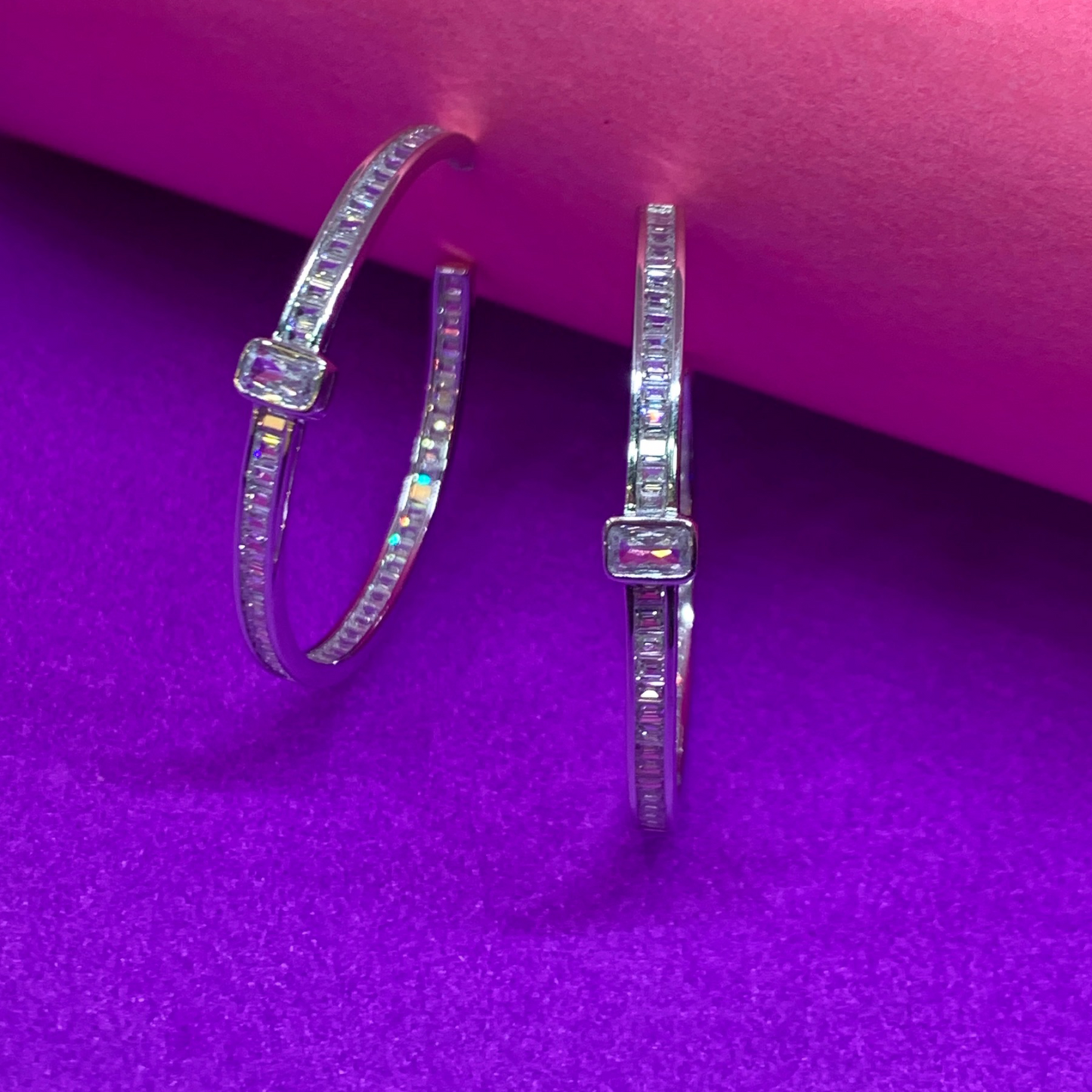 925 Sterling Silver Studded Hoop Earrings