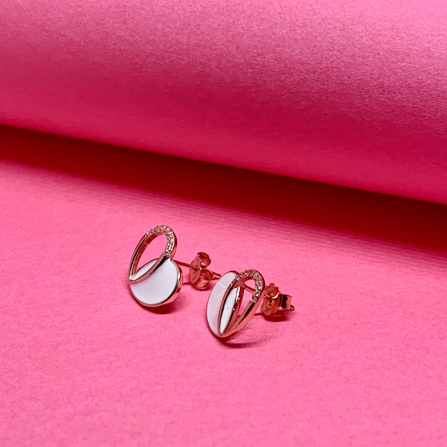 925 Simple Heart Earrings Rose Gold