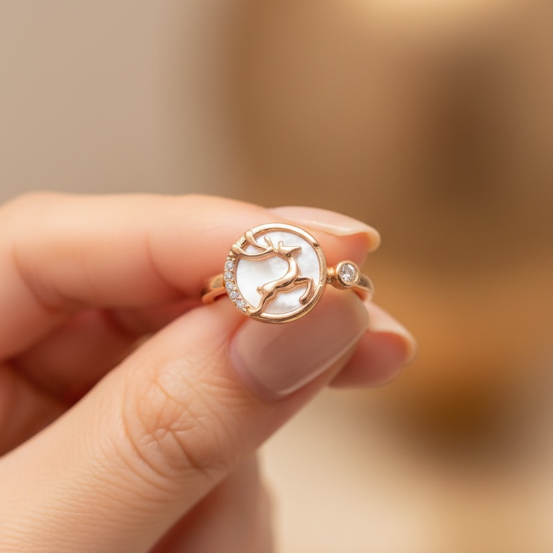 Rose Gold Deer Ring ( Free Size)