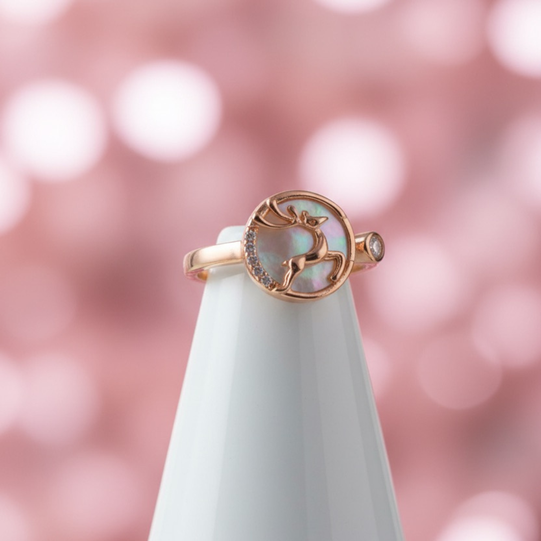 Rose Gold Deer Ring ( Free Size)
