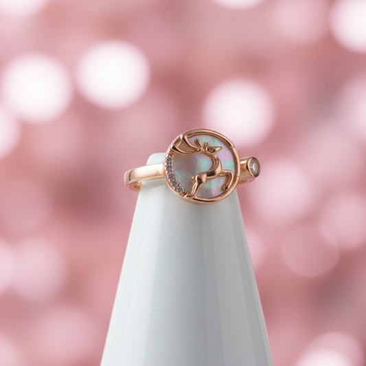 Rose Gold Deer Ring ( Free Size)