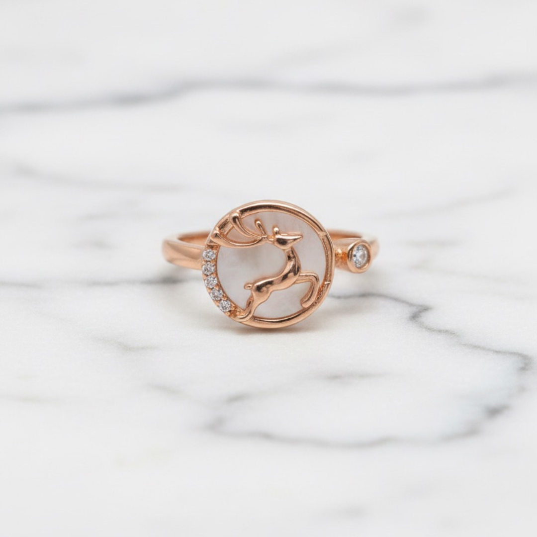 Rose Gold Deer Ring ( Free Size)