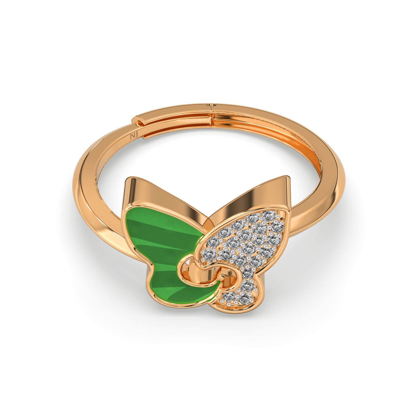 Cubic Zirconia Butterfly Ring (Free Size)