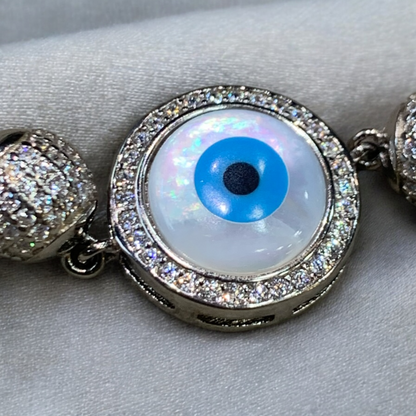 Turkish Evil Eye Mother Of Pearls Charm Bracelet