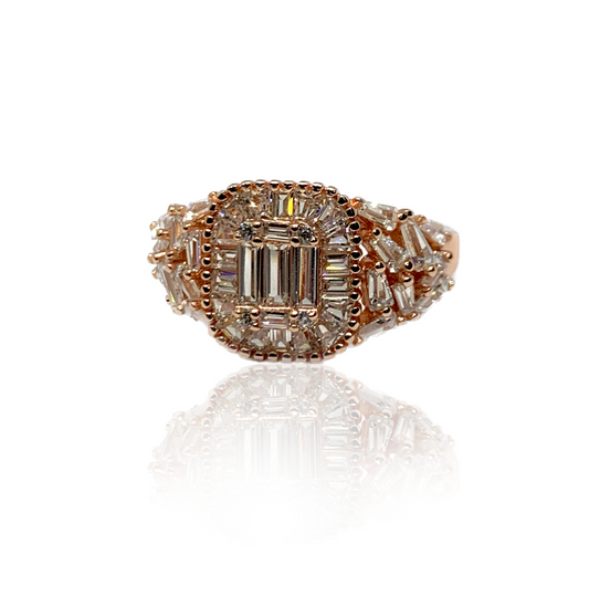 Sparkling American Diamond Rose Gold Ring {free size}