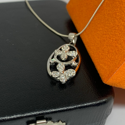 Cubic Zirconia Sterling Silver Flower Pendant {WITHOUT CHAIN}