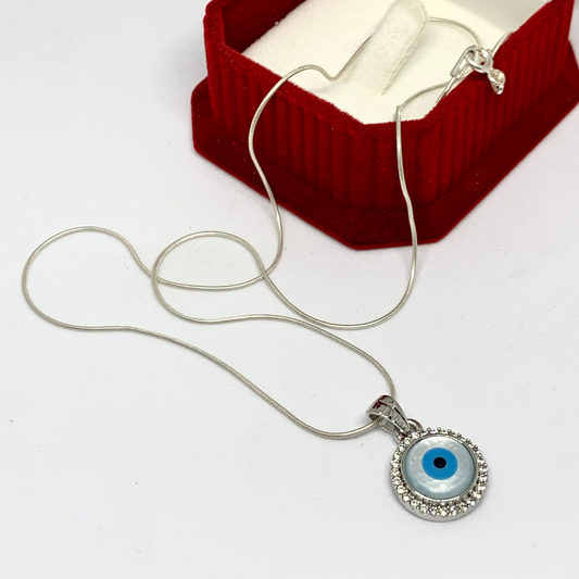 925 Sterling Silver Evil Eye chain locket