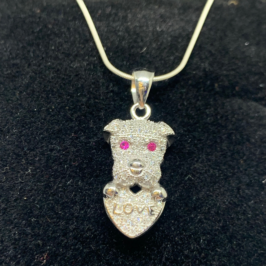 Sterling Silver Puppy Love Pendant (Without Chain)