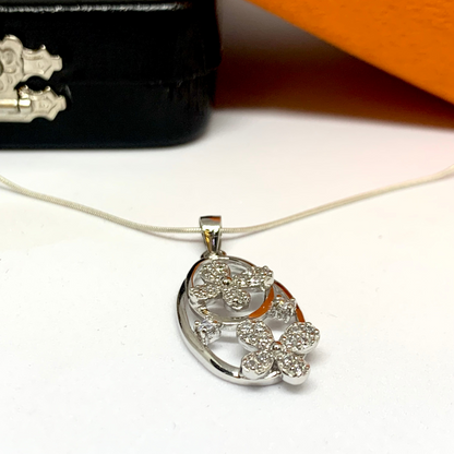 Cubic Zirconia Sterling Silver Flower Pendant {WITHOUT CHAIN}