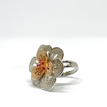 925 Sterling Silver Flower Cocktail Ring