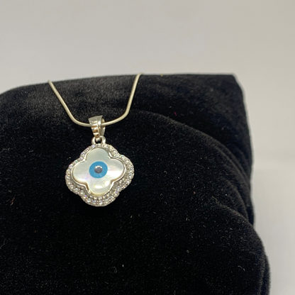 Round Evil Eye Pendant {Without Chain} 925 Sterling Silver