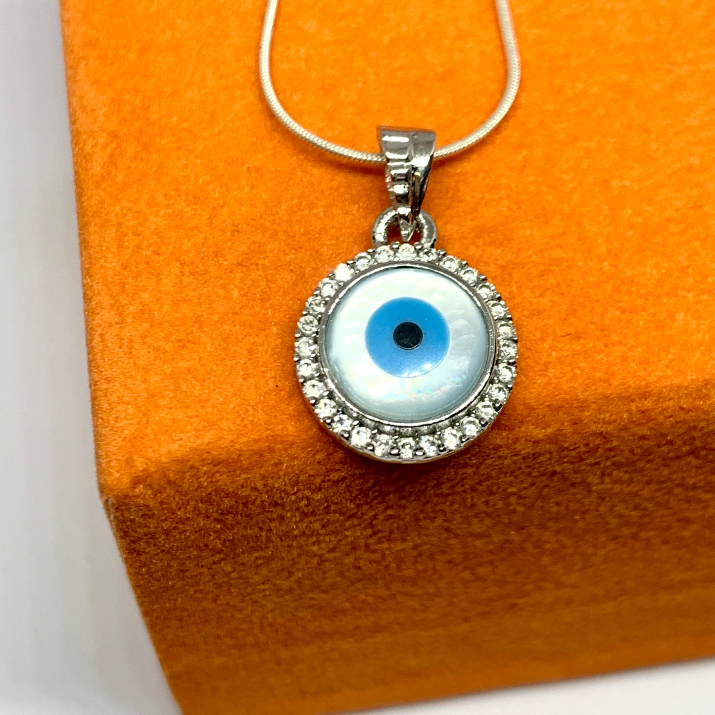 925 Sterling Silver Evil Eye chain locket