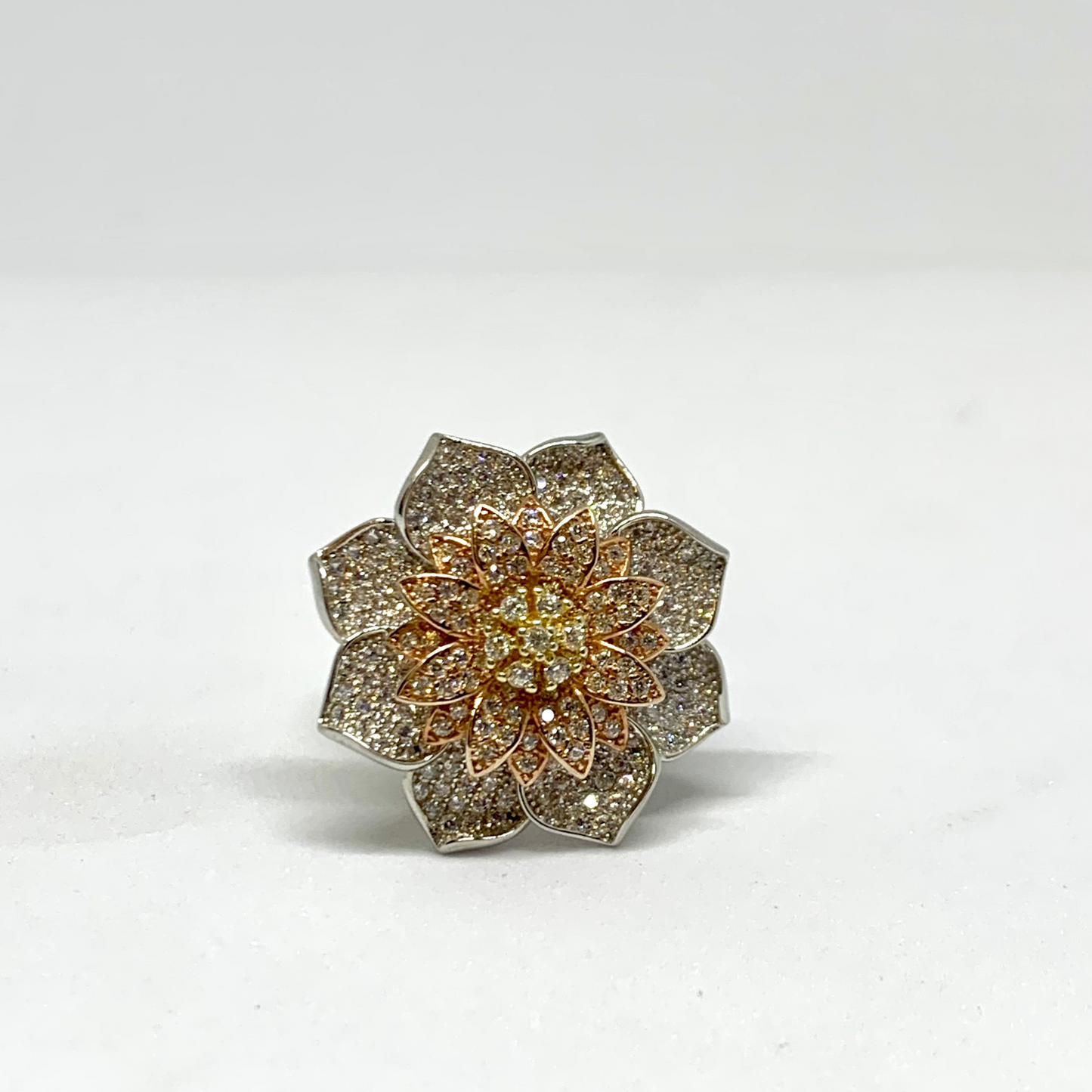 Designer 925 Sterling Silver Flower Cocktail Ring