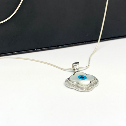 Round Evil Eye Pendant {Without Chain} 925 Sterling Silver