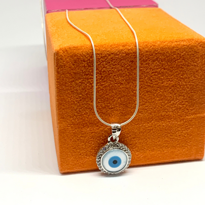 925 Sterling Silver Evil Eye chain locket