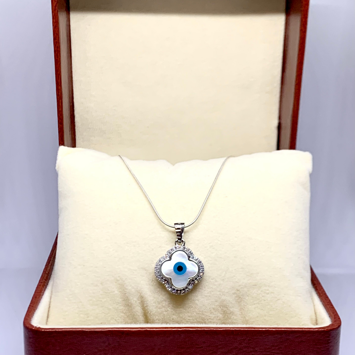 Round Evil Eye Pendant {Without Chain} 925 Sterling Silver