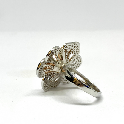 925 Sterling Silver Flower Cocktail Ring